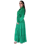 Ceci | Vestido largo con cinta verde