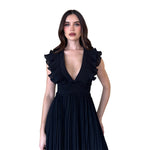 Martha | Vestido largo plisado negro