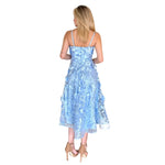 Triana | Vestido midi flores 3D azul cielo
