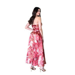 Beca | Vestido midi strapless estampado chedron