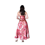 Beca | Vestido midi strapless estampado chedron