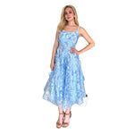 Triana | Vestido midi flores 3D azul cielo