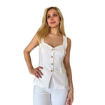 Gadea | Conjunto chaleco con botones dorados blanco