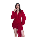 Donia | Vestido corto mesh con detalle en falda rojo 
