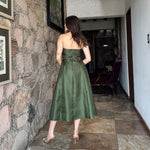 Luan | Vestido midi con cinturón olivo