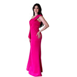Kenia | Vestido largo drapeado fucsia