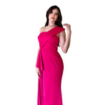 Kenia | Vestido largo drapeado fucsia