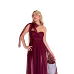 Myra | Vestido largo tul asimétrico vino