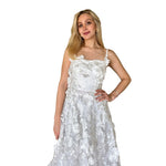 Triana | Vestido midi flores 3D blanco
