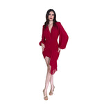 Donia | Vestido corto mesh con detalle en falda rojo 
