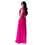 Kenia | Vestido largo drapeado fucsia
