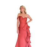 Gabrielle | Vestido largo ruffle chedrón