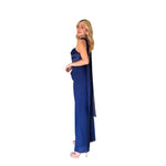 Keltse | Vestido largo drapeado corset azul cobalto