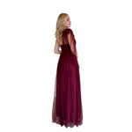 Myra | Vestido largo tul asimétrico vino