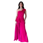 Kenia | Vestido largo drapeado fucsia