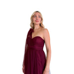 Myra | Vestido largo tul asimétrico vino