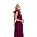 Myra | Vestido largo tul asimétrico vino
