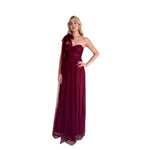 Myra | Vestido largo tul asimétrico vino