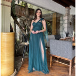 Myra | Vestido largo tul asimétrico esmeralda