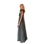 Myra | Vestido largo tul asimétrico olivo