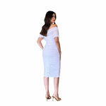 Anayah | Vestido midi mesh shoulders off blanco
