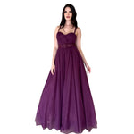 Cayetana | Vestido largo falda tul con cinturón purpura