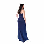 Kenia | Vestido largo drapeado navy