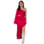Elena | Vestido largo asimétrico rojo