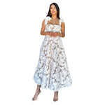 Pre- orden ✨Ellen | Vestido midi con aplicaciones de flores ivory