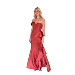 Gabrielle | Vestido largo ruffle chedrón