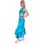 Marea | Vestido midi con abertura aqua