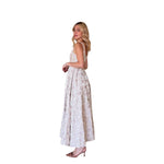 Nubia | Vestido largo con estampado metálico y textura ivory