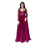 Luisa | Vestido largo lentejuelas vino