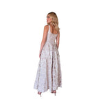 Nubia | Vestido largo con estampado metálico y textura ivory