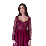 Luisa | Vestido largo lentejuelas vino