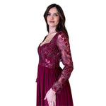 Luisa | Vestido largo lentejuelas vino