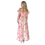 Anisa | Vestido largo  shoulders off estampado naranja