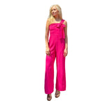 Moira | Palazzo asimétrico moño fucsia