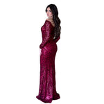 Fedra | Vestido largo lentejuela vino