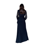 Carina | Vestido largo mesh moño negro