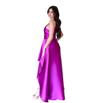 Martina | Vestido largo con abertura fucsia