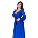 Zinnia | Maxivestido manga larga azul rey