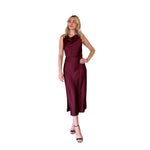 Florence | Vestido midi de satín suelto vino