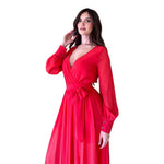 Zinnia | Maxivestido manga larga cereza