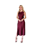 Florence | Vestido midi de satín suelto vino