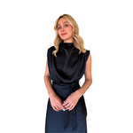 Chantal | Vestido midi satín negro