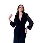 Carina | Vestido largo mesh moño negro
