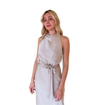 Ebba | Vestido midi satín perla