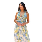 Amina | Vestido largo estampado floral verde