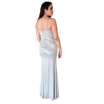 Ari | Vestido largo olan champagne glitter
